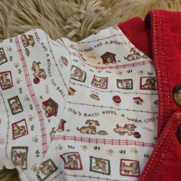 Vintage Two Piece Health Tex Baby Boys Red Puppy Dog Bodysuit Overalls set - Picture 3 of 6